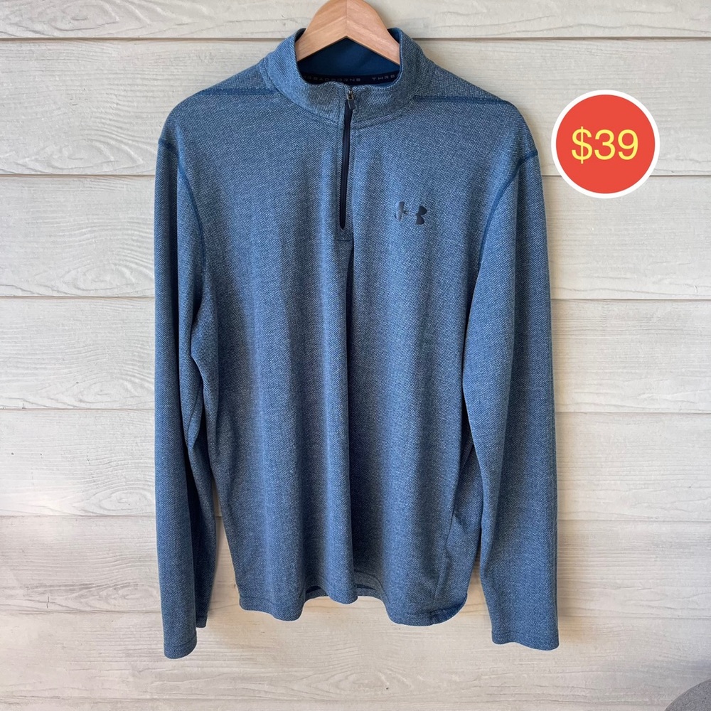 Under Armour Threadborne  ¼ Zip Pullover Men’s Large Aqua/Green Lightweight Top